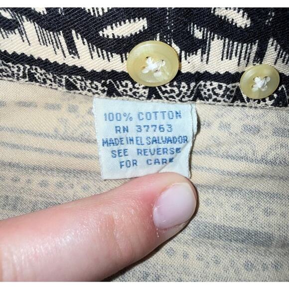 VTG 80s Natural Issue Shirt Men XL Slim Geometric Striped Short Sleeve Cotton - Picture 8 of 8